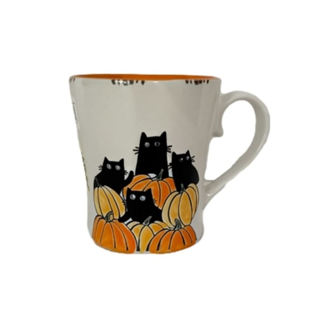 NWOT Black Cats Pumpkins Halloween Ceramic Mug Spectrum Designz Spooky Cute Gift
